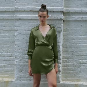 ZARA SATIN EFFECT SHIRT DRESS